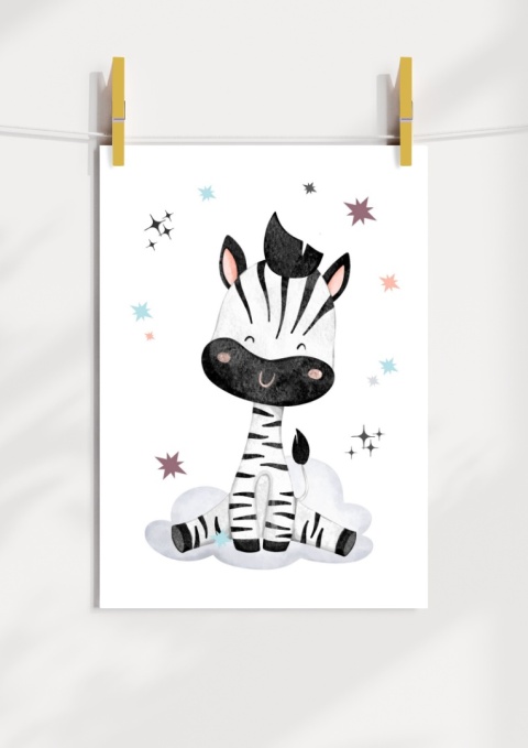 Plakat zebra w kosmosie.