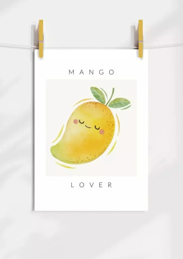 Plakat przedstawia mango z napisem mango lover.